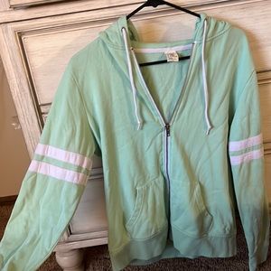 mint green zip up sweatshirt